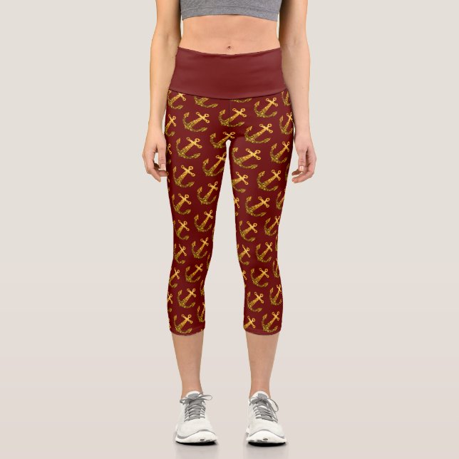 Leggings Capri Parties scintillant d'Ancre d'or faux brillant mot (Recto)