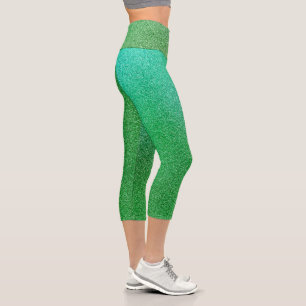 Leggings Capri Parties scintillant de Gradient de Lime Vert Capri