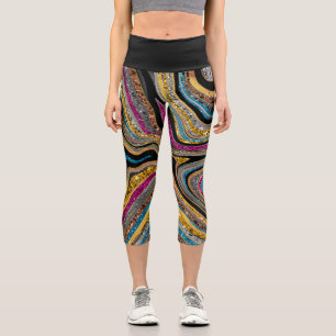 Leggings Capri Parties scintillant en verre étincelante en marbre
