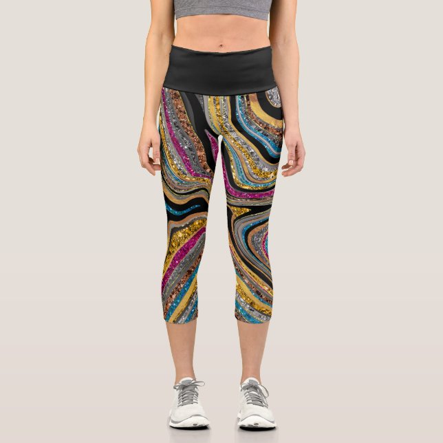Leggings Capri Parties scintillant en verre étincelante en marbre (Recto)