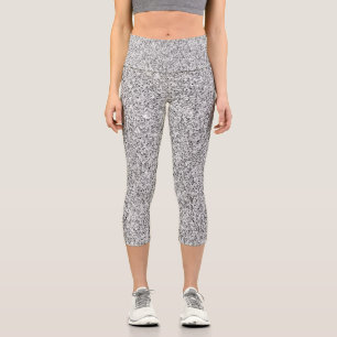 Leggings Capri Parties scintillant gris argenté brillant noir bla