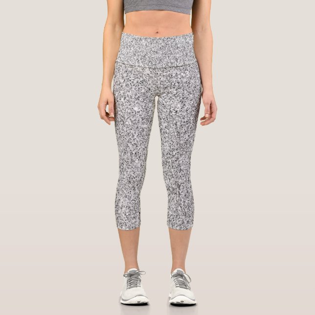 Leggings Capri Parties scintillant gris argenté brillant noir bla (Recto)