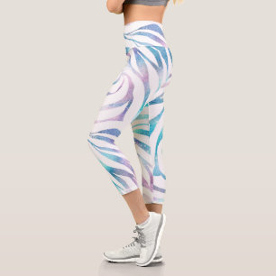 Leggings Capri Parties scintillant moderne bleu violet Glam Zebra