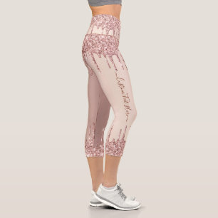Leggings Capri Parties scintillant or rose Texte personnalisé Cap