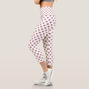 Leggings Capri Parties scintillant Rose Gold Coeurs Arrière - pla
