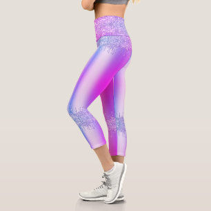 Leggings Capri Parties scintillant rose violet Lavoirs de Neon