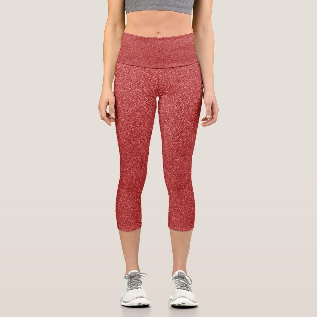 Leggings Capri Parties scintillant rouge, étincelle, Arrière - pl (Recto)