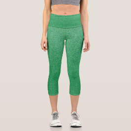 Leggings Capri Parties scintillant verte, Étincelle, Arrière - pl