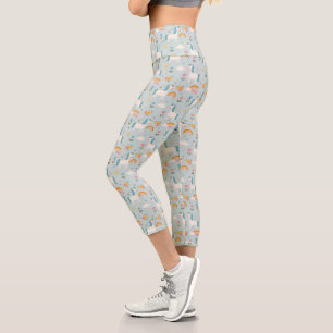 Leggings Capri Pastel mignon Rainbow Unicorn Motif