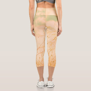 Leggings Capri Pastel Pale Golden Tree Brunch Sky