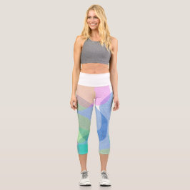 Leggings Capri Pastel Pale Turquoise Cercles d'Art Abstrait