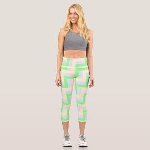 Leggings Capri Pastel Rectangles Lignes en pointillé blanc Motif