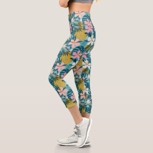 Leggings Capri Pattern tropical hibiscus