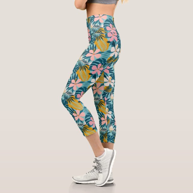 Leggings Capri Pattern tropical hibiscus (Gauche)