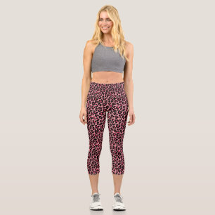 Leggings Capri Peau léopard rose Imprimer Animal exotique