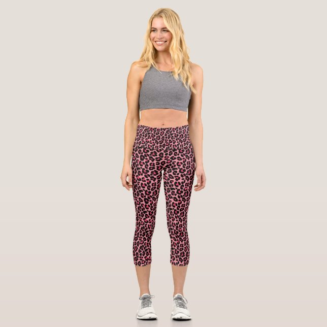 Leggings Capri Peau léopard rose Imprimer Animal exotique (Recto)