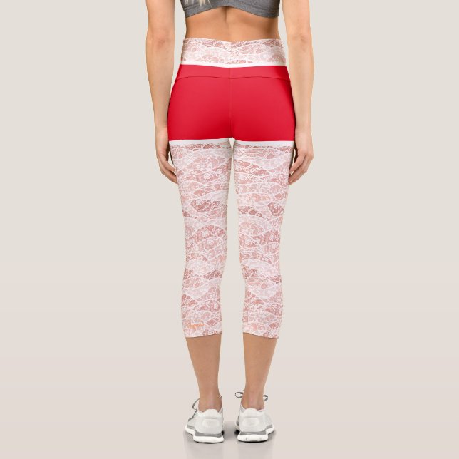 Leggings Capri Pêcheurs de dentelle blanc Faux Drôle Funny Leggin (Verso)