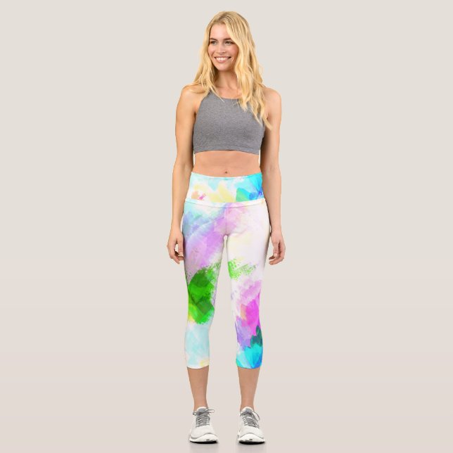 Leggings Capri peinture Abstraite à l'aquarelle (Recto)