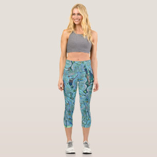 Leggings Capri Peinture bleu violet de fleurs d'orchidées mignonn