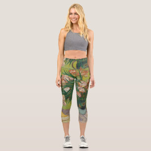 Leggings Capri Peinture de fleurs d'oléandre de Vincent Van Gogh