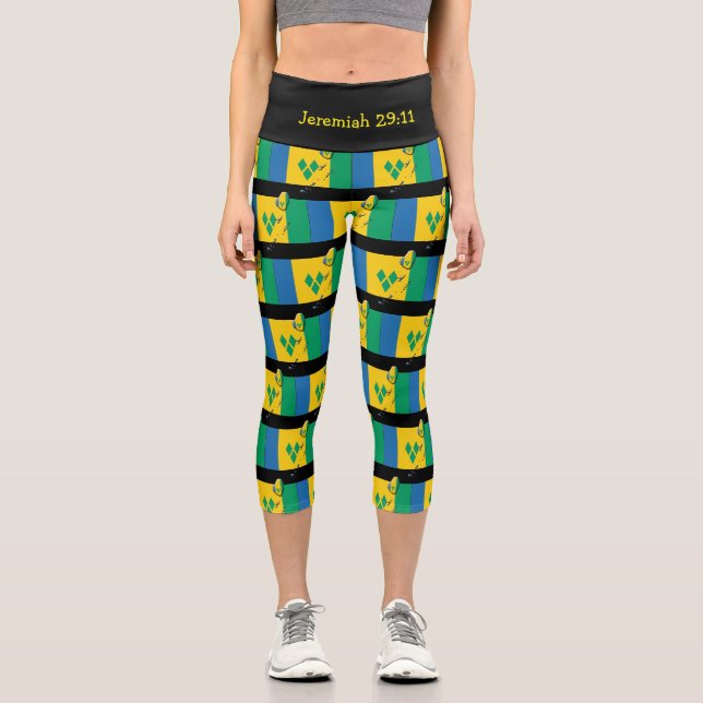 Leggings Capri Personnalisable  | Patriotique | DRAPEAU ST VINCEN (Recto)
