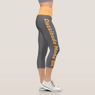 Leggings Capri Personnalisé Bright Orange Dark Grey Personnalisé