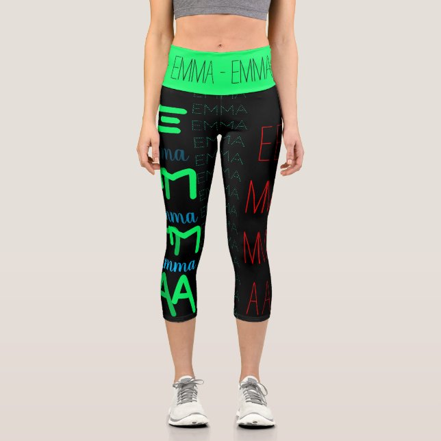 Leggings Capri Personnalisé Nom répétitif 4 lettres C (Recto)
