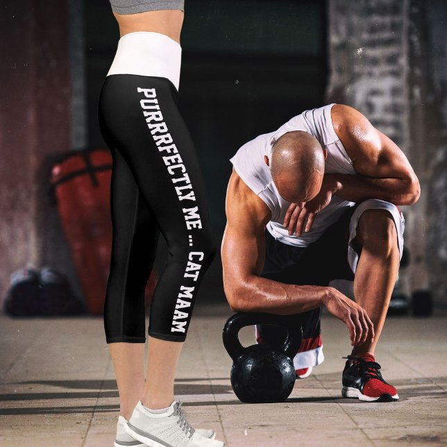 Leggings Capri Personnalisé Personnalisé Fabriqué Noir Blanc Anim (Créateur téléchargé)