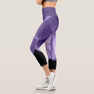 Leggings Capri Pétales de fleurs violettes Ultra violet noir