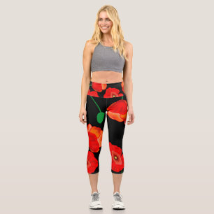 Leggings Capri Photos rouges sur arrière - plan noir
