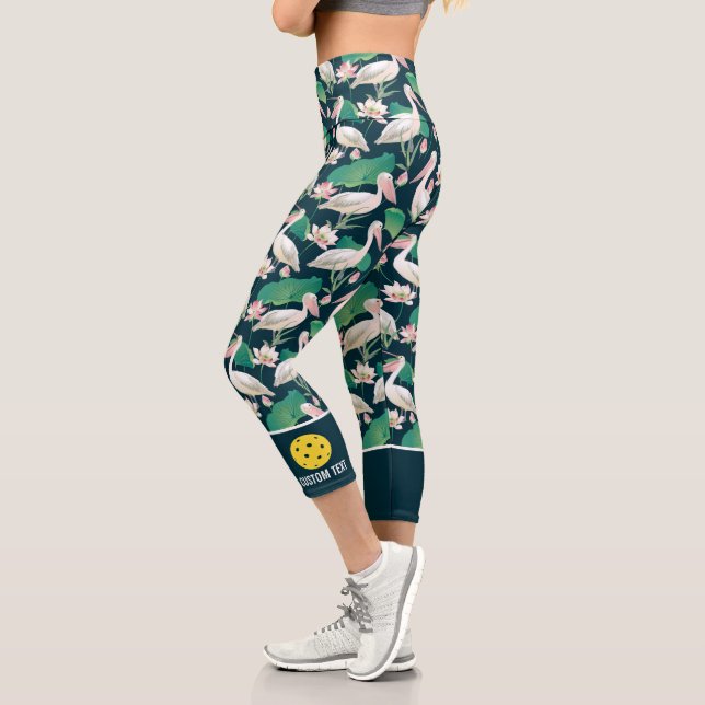 Leggings Capri Pickleball Design Tropical Pelican Bird Custom (Gauche)