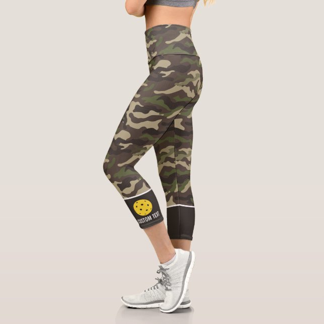 Leggings Capri Pickleball Imprimer Caméra vert Motif Texte person (Gauche)