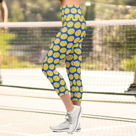 Leggings Capri Pickleball Player Pickleball Motif Royal Blue