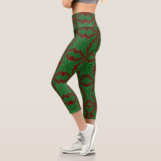 Leggings Capri Pine Mandala Garnet Hauteur De Capri Haut Taille (Gauche)