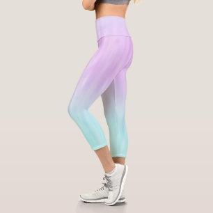 Leggings Capri Pink Aqua Blue Pastel Gradient Ombre Girly Chic