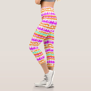 Leggings Capri Pink City Urban Mural Graffiti Street Art Motif