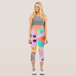 Leggings Capri Pink et Aqua Abstrait