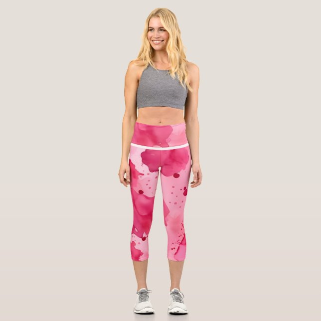Leggings Capri Pink on Pink Abstract (Recto)