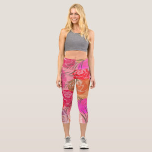 Leggings Capri Pink plants