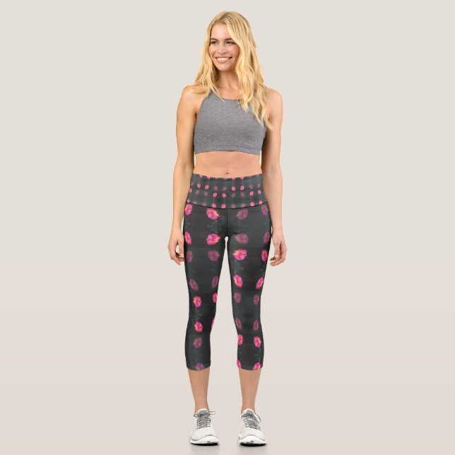 Leggings Capri Pink Rose Pattern (Recto)