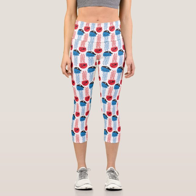 Leggings Capri Pirate Jellyfish, Motif de méduses, Sea Animaux (Recto)