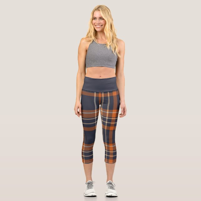 Leggings Capri Plaid rustique Noël/hiver (Recto)
