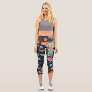 Leggings Capri Plaisir floral : Aquarelle texture de fleurs