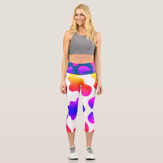 Leggings Capri Plan multicolore arc-en-ciel tache de style animal