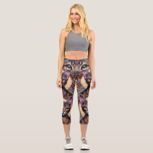 Leggings Capri Planificateur félin de fantasy orné mythique royal