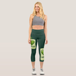 Leggings Capri Pochette de sérum Matcha avec conception cardiaque