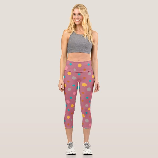 Leggings Capri Points d'aquarelle multicolore 5 (Recto)