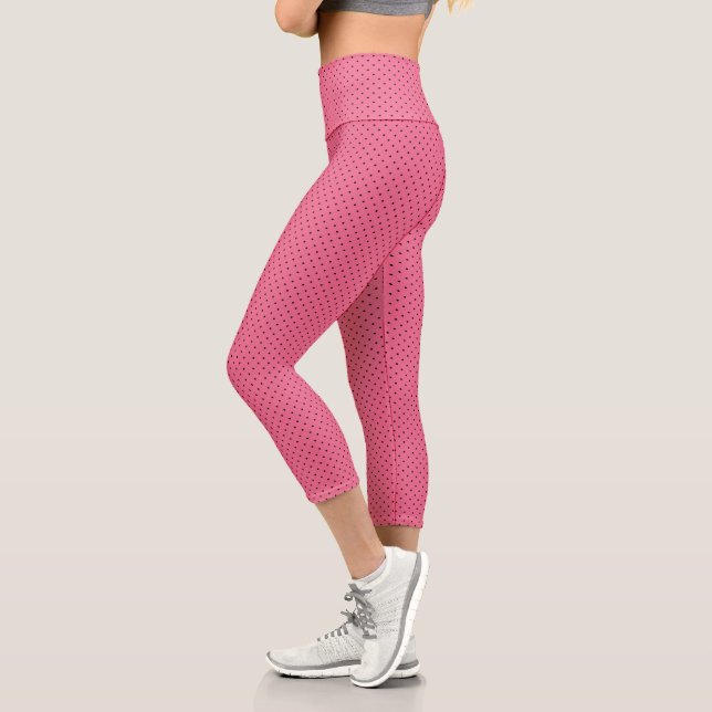 Leggings Capri Points Noirs Sur Rose (Gauche)