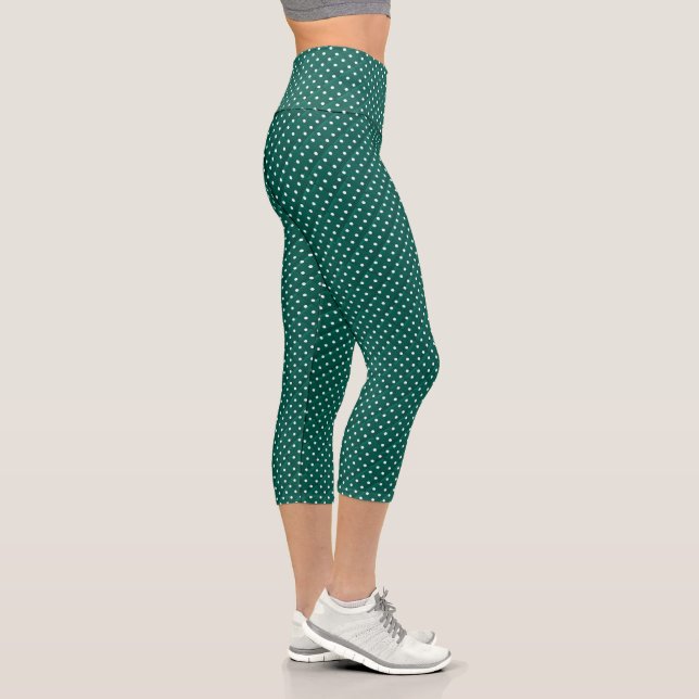 Leggings Capri Pois blancs et verts (Droite)