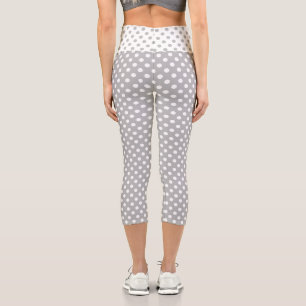 Leggings Capri Pois blancs sur Chrome Grey Arrière - plan